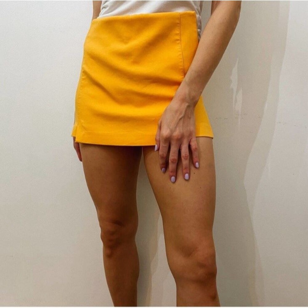 NWT Zara High Rise Smooth Front Twill Skort Tangerine Orange- Women's Size XS